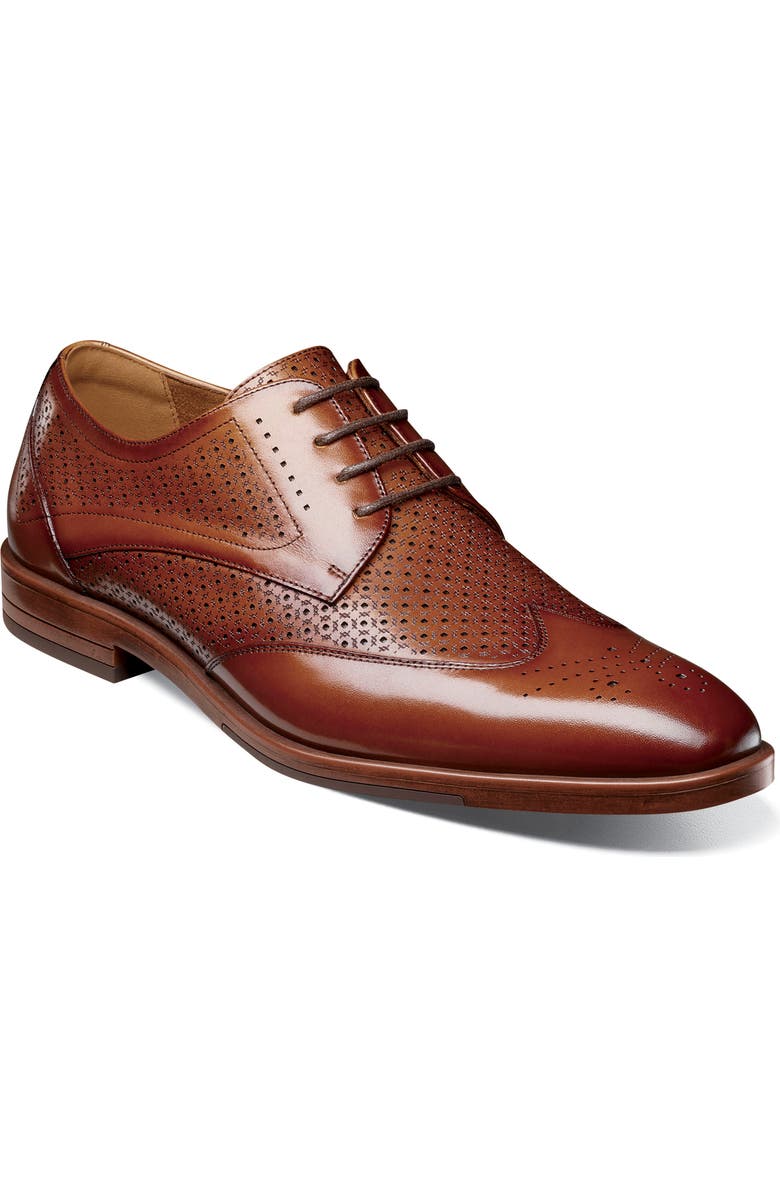 Stacy Adams Asher Wingtip Derby, Main, color, Cognac
