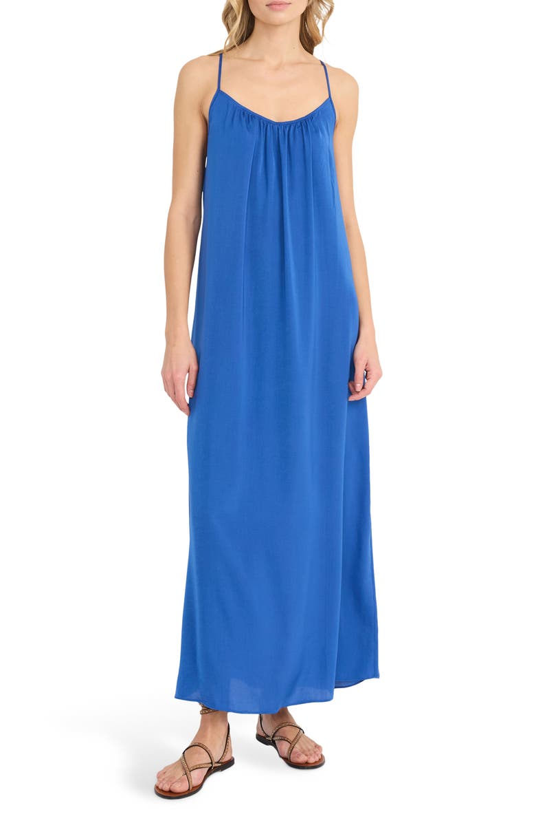 The Good Journey Textured Satin Maxi Dress, Main, color, Galaxy Blue