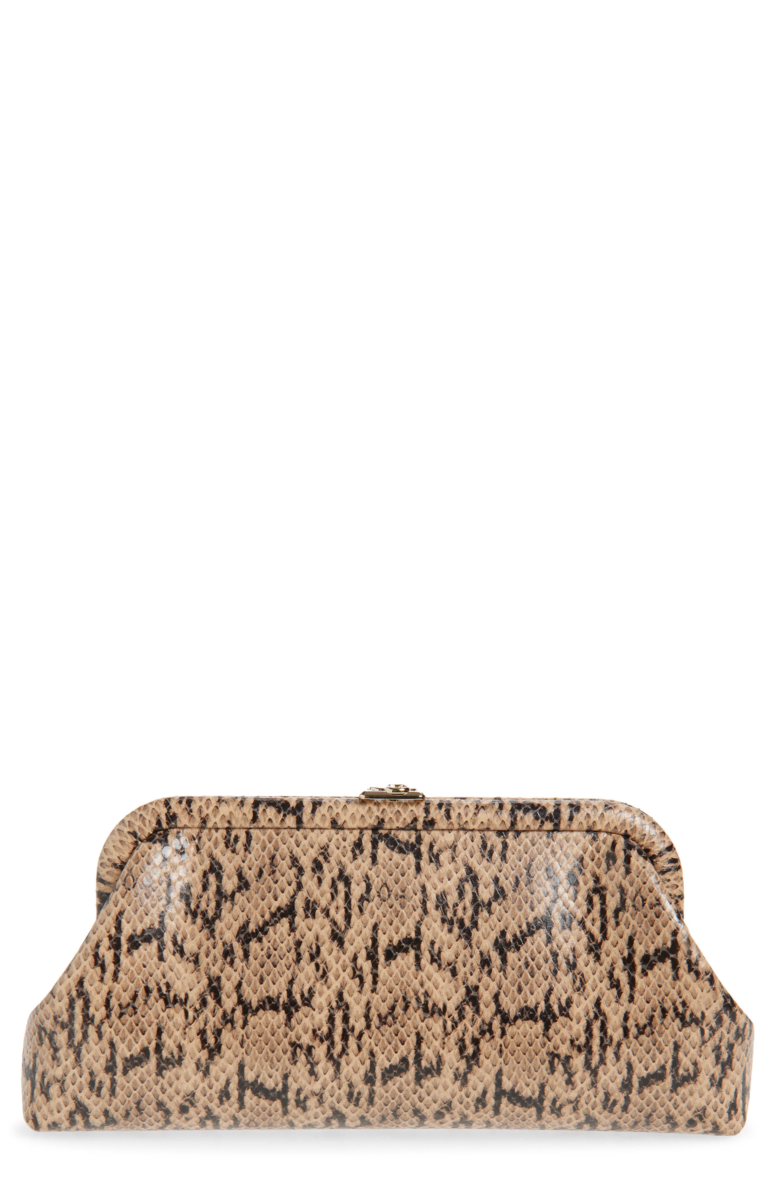 Jimmy Choo Skylar Snake Embossed Clutch, Main, color, Chai/ Light Gold