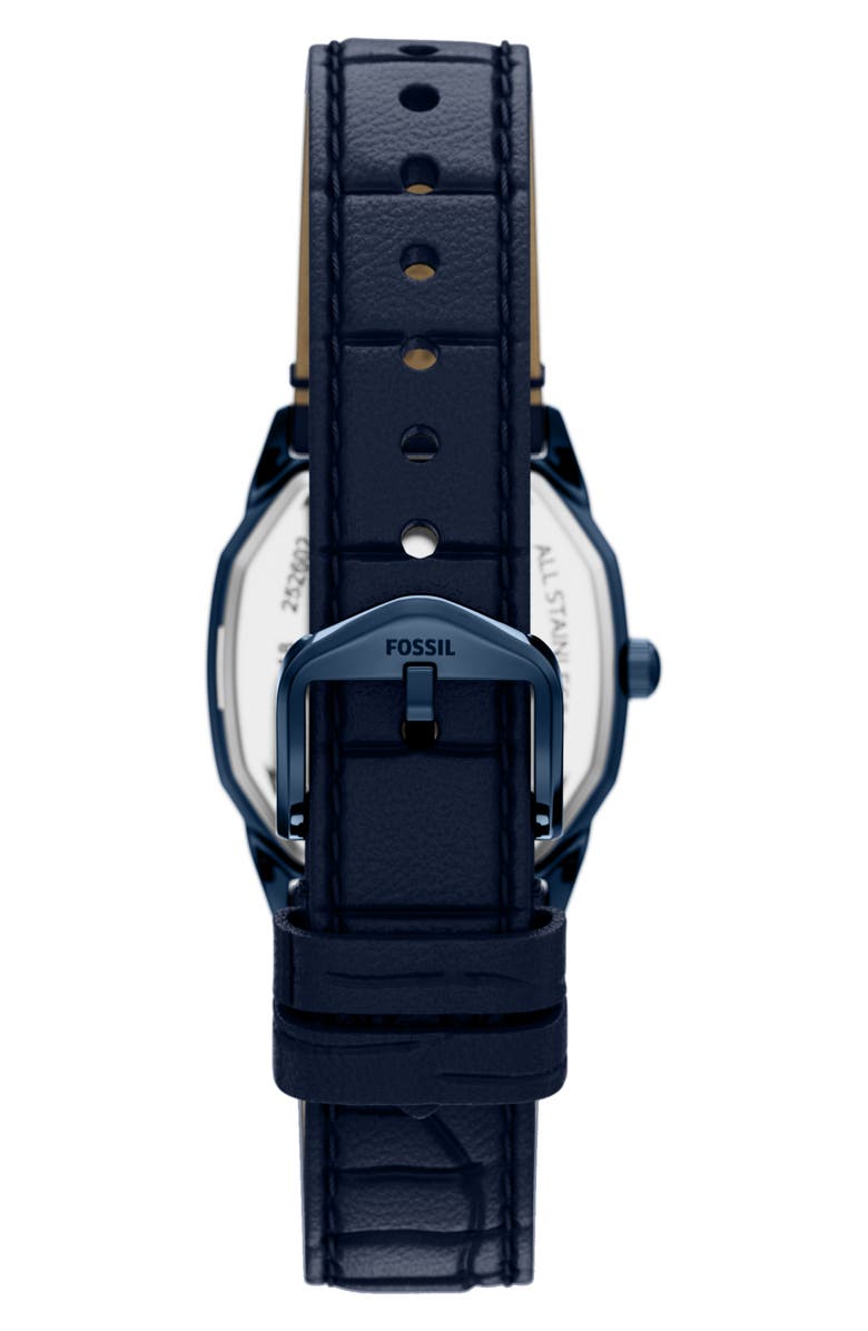 Fossil Harlow Navy Leather Strap Watch, 32mm, Alternate, color, 