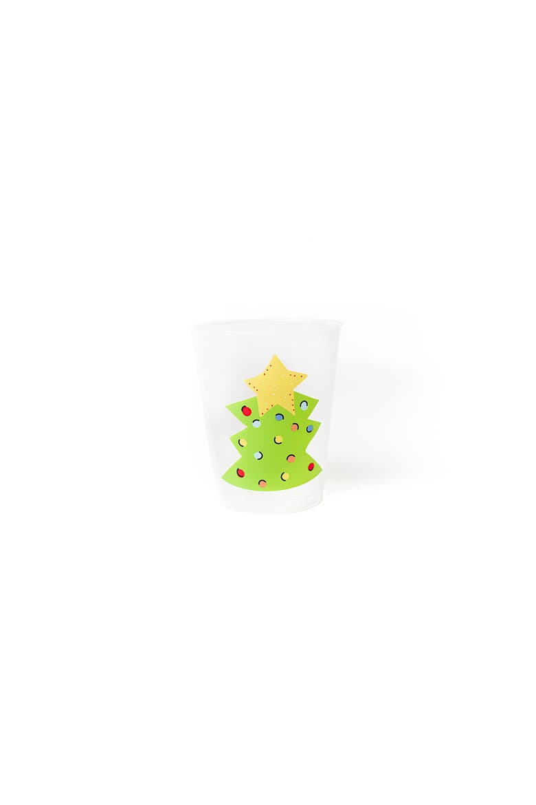 Tree Frosted Cups Set of 10, Main, color, Green
