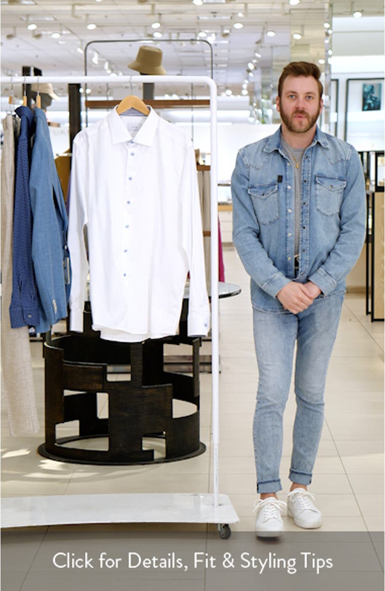 Contemporary Fit Solid White Cotton Twill Dress Shirt, sales video thumbnail