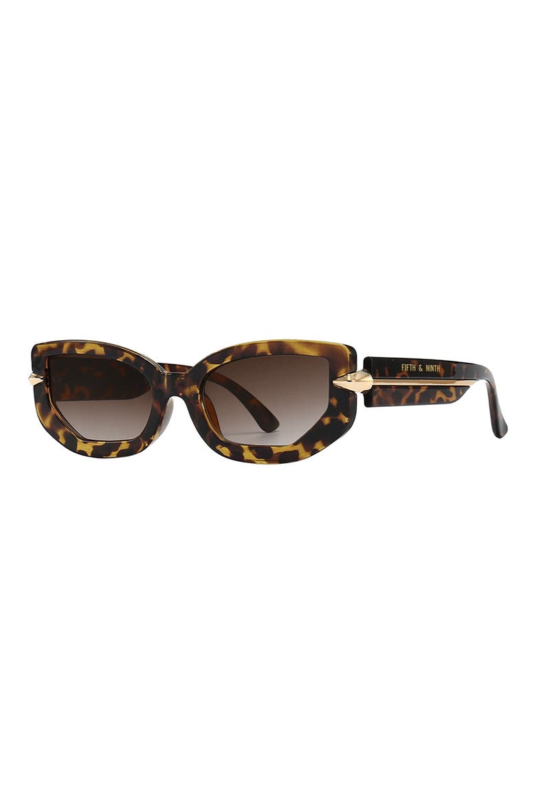Elle 58mm Polarized Geometric Sunglasses, Alternate, color, TORTE
