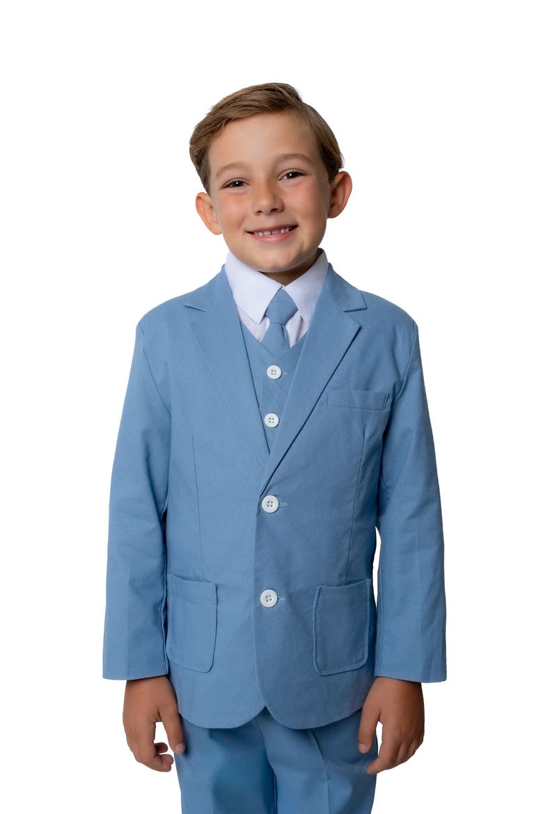 Kids' Joey Safari 5-Piece Linen Suit, Alternate, color, Powder Blue