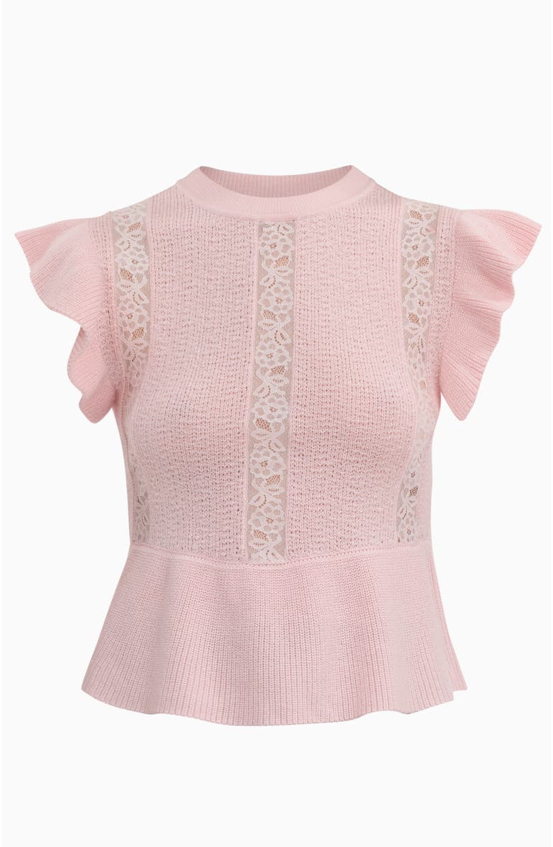 Rebecca Taylor Rhea Lace Knit Sweater, Alternate, color, Peony Pink
