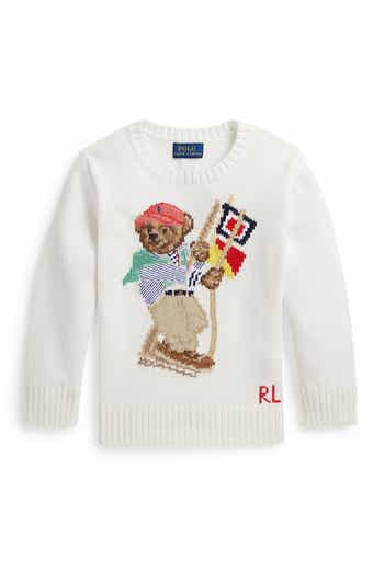 Kids' Polo Bear Cotton Crewneck Sweater