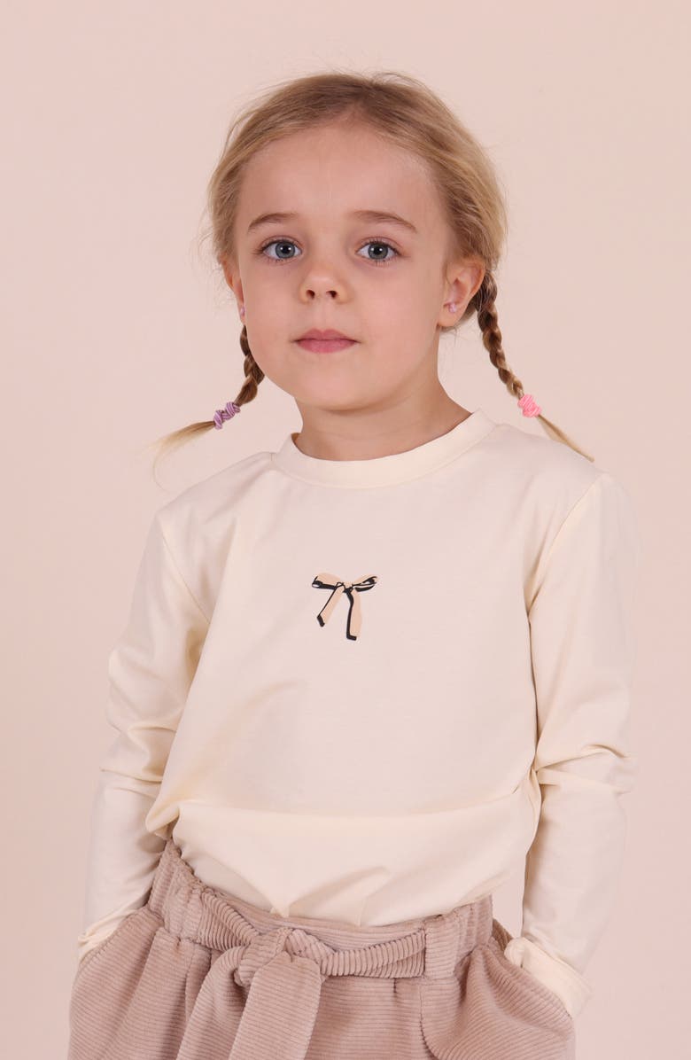 TINY TRIBE Kids' Fabbowlous Long Sleeve Stretch Cotton T-Shirt, Alternate, color, Cream