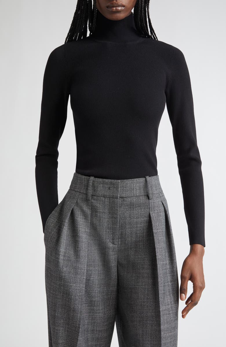 Michael Kors Collection Rib Turtleneck Bodysuit, Alternate, color, 