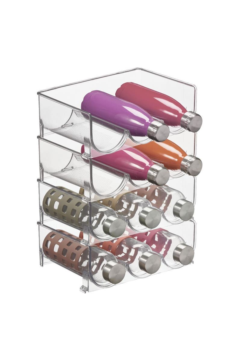 mDesign Plastic Free-Standing Stackable Bottle Storage Rack, 2 Pack, Main, color, Clear