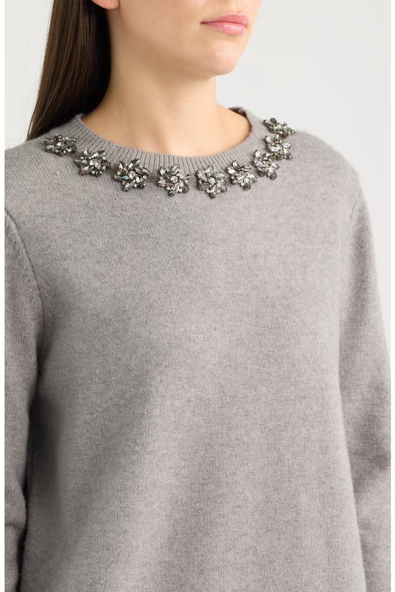 Rhinestone Trim Sweater Dress, Alternate, color, GREY