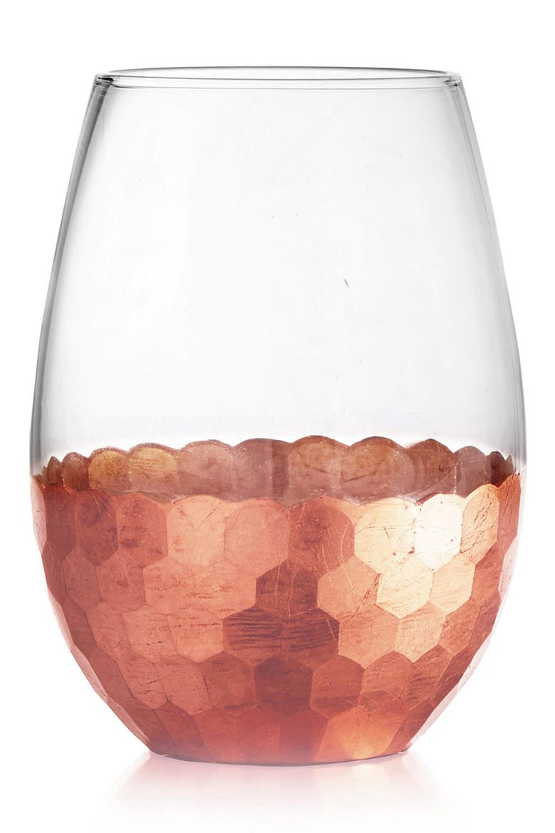American Atelier Daphne Set of 4 Stemless Wine Glasses, Main, color, COPPER