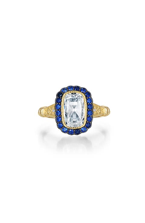 Simulated Diamond & Sapphire Art Deco Ring