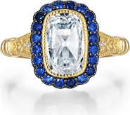 Lafonn Simulated Diamond & Sapphire Art Deco Ring