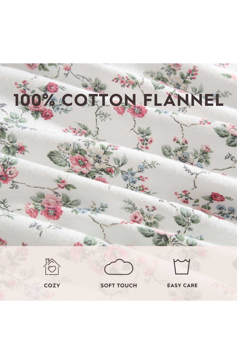 Laura Ashley Le Fleur Cotton Flannel Sheet Set, Alternate, color, Light Pink
