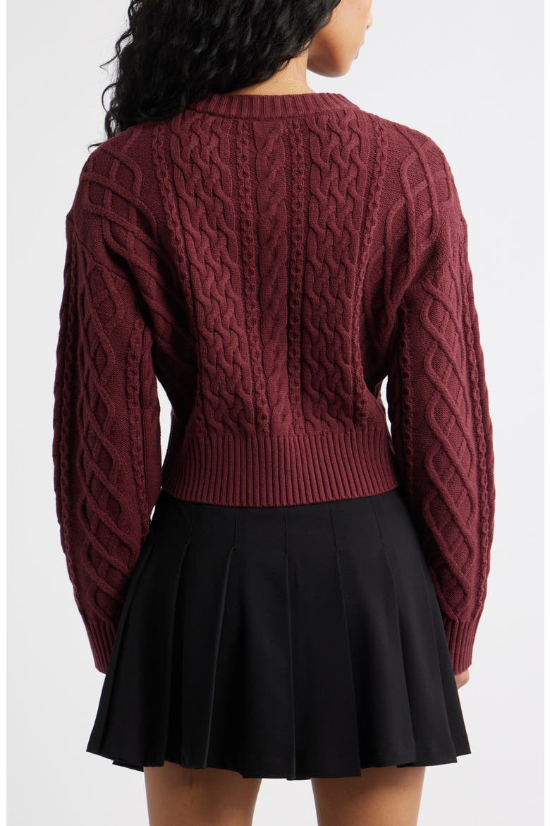 Cable Pullover Sweater, Alternate, color, BURGUNDY TANNIN