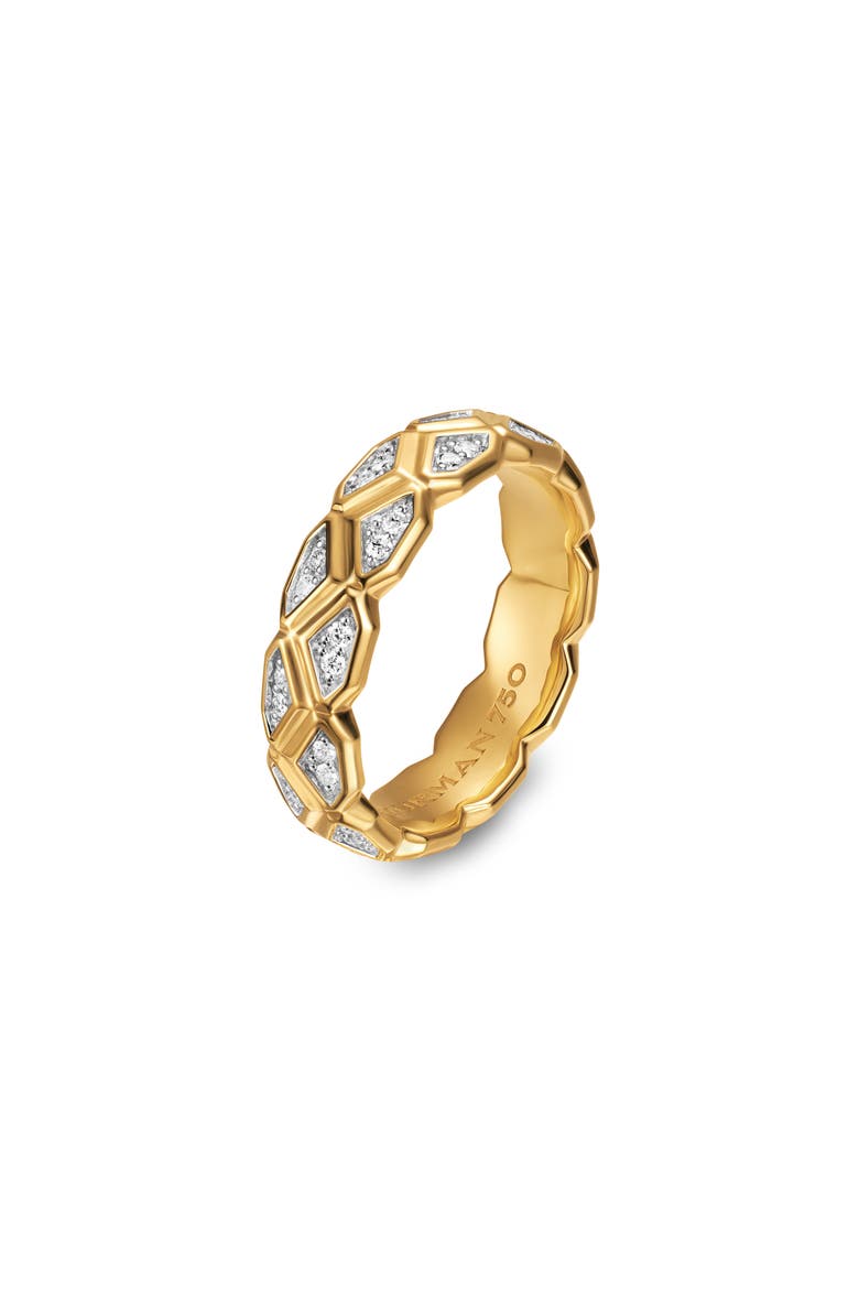Men's Hex Band Ring, Alternate, color, DIAMOND GOLD