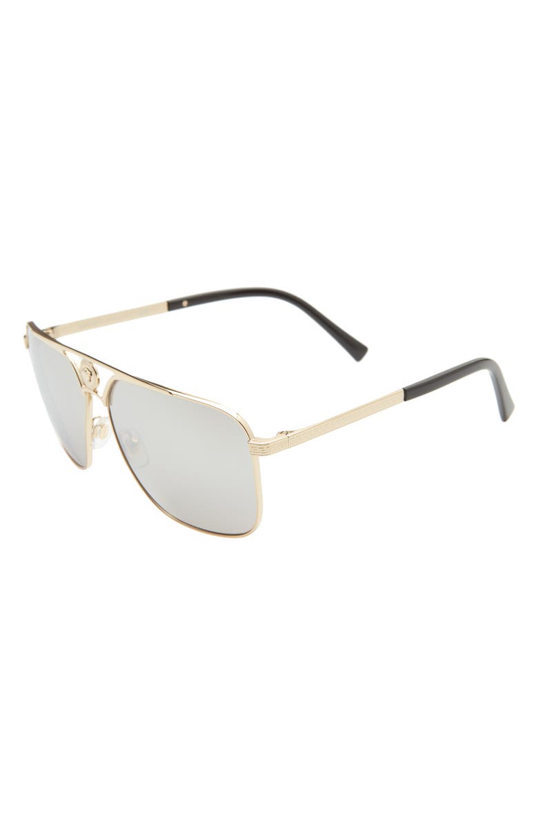 Versace 61mm Mirrored Aviator Sunglasses, Alternate, color, Pale Gold