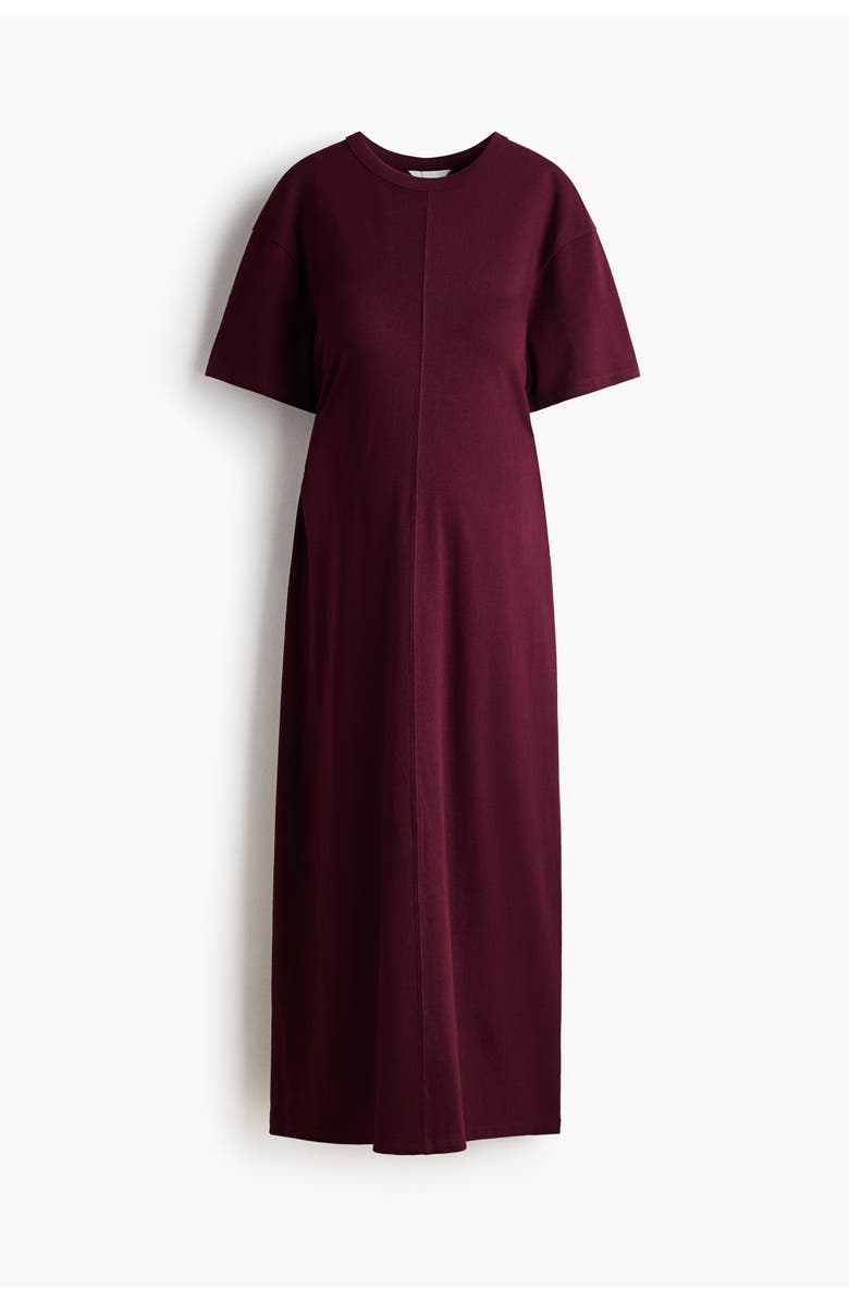 H&M Mama Cotton T-shirt Dress, Main, color, Burgundy