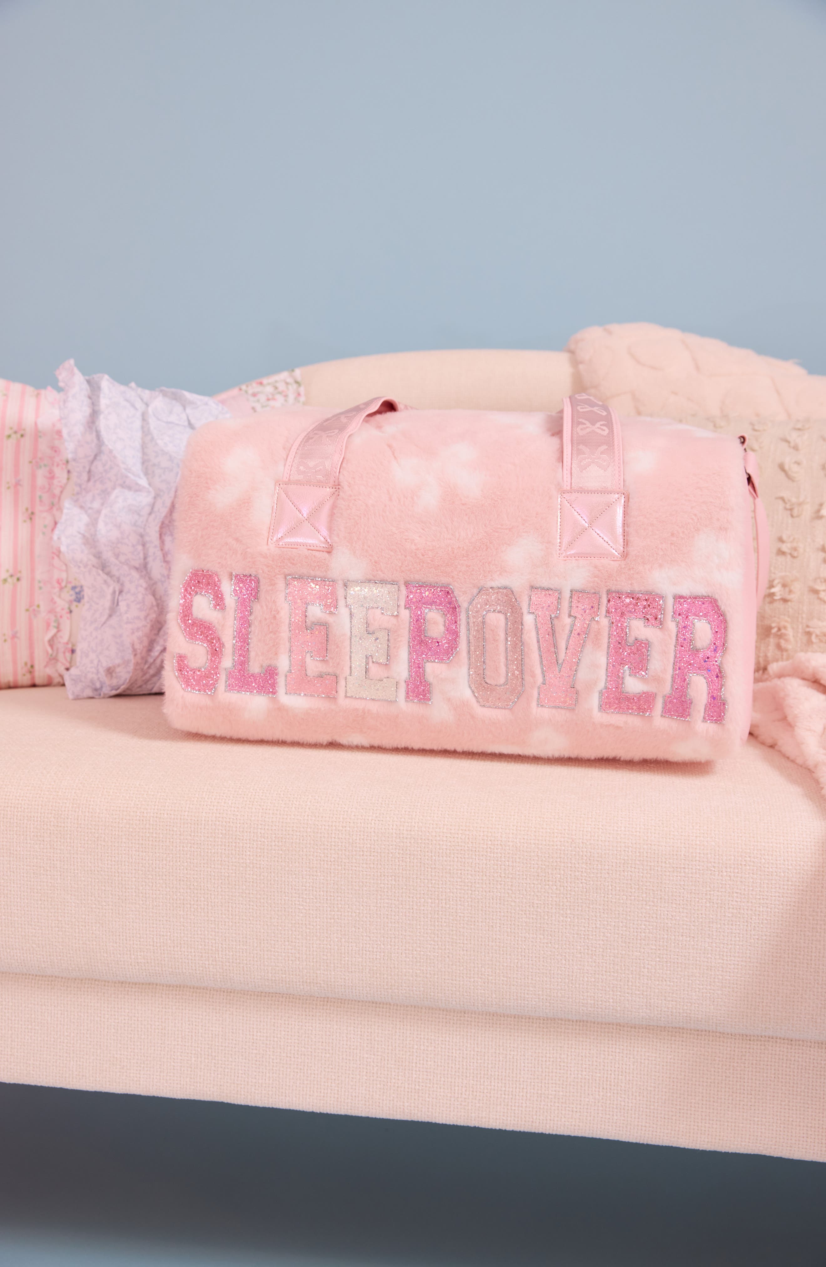 Kids' Sleepover Plush Large Duffle Bag, Alternate, color, POWDER PINK