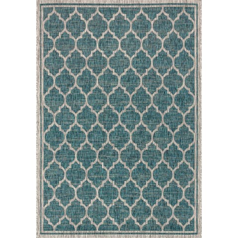 Trebol Moroccan Trellis Textured Weave Indoor/Outdoor Area Rug