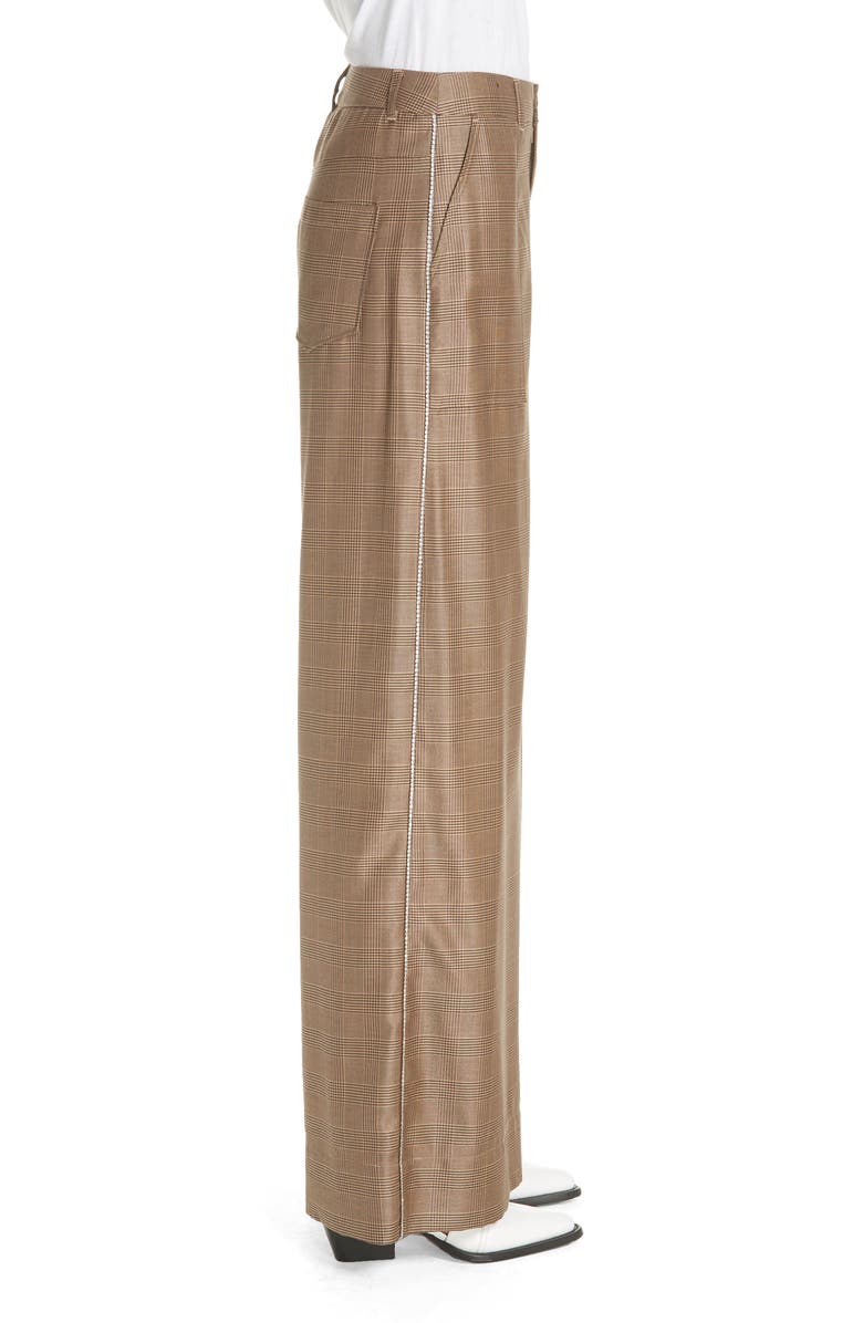 Ganni Merkel Glen Plaid Wide Leg Silk & Wool Pants, Alternate, color,