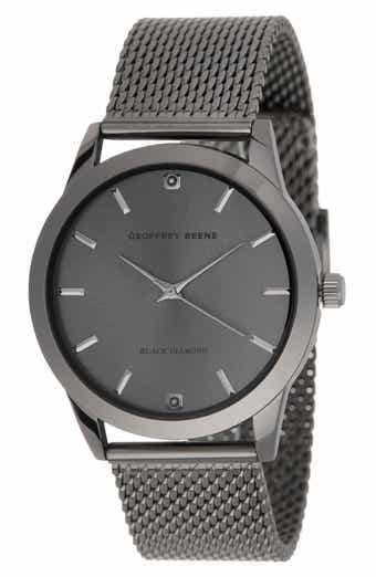 GEOFFREY BEENE Men's Black Diamond Mesh Strap Watch, 40mm - 0.02 ctw