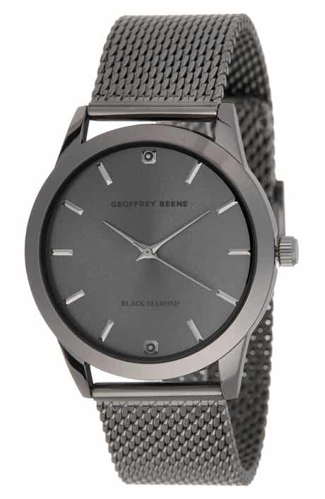 GEOFFREY BEENE Men's Black Diamond Mesh Strap Watch, 40mm - 0.02 ctw