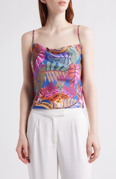 Tropical Print Satin Camisole