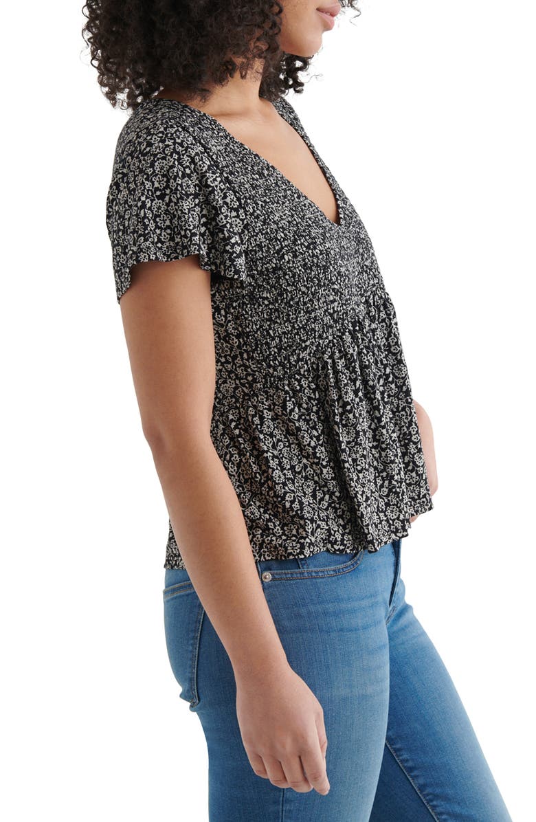 Lucky Brand Smocked Babydoll Top, Alternate, color,