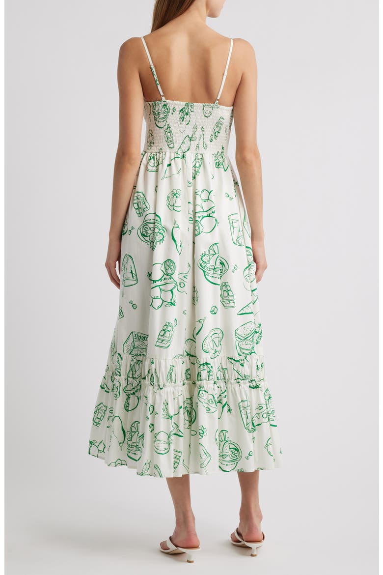 Tie Keyhole Cotton Midi Sundress, Alternate, color, GREEN MULTI