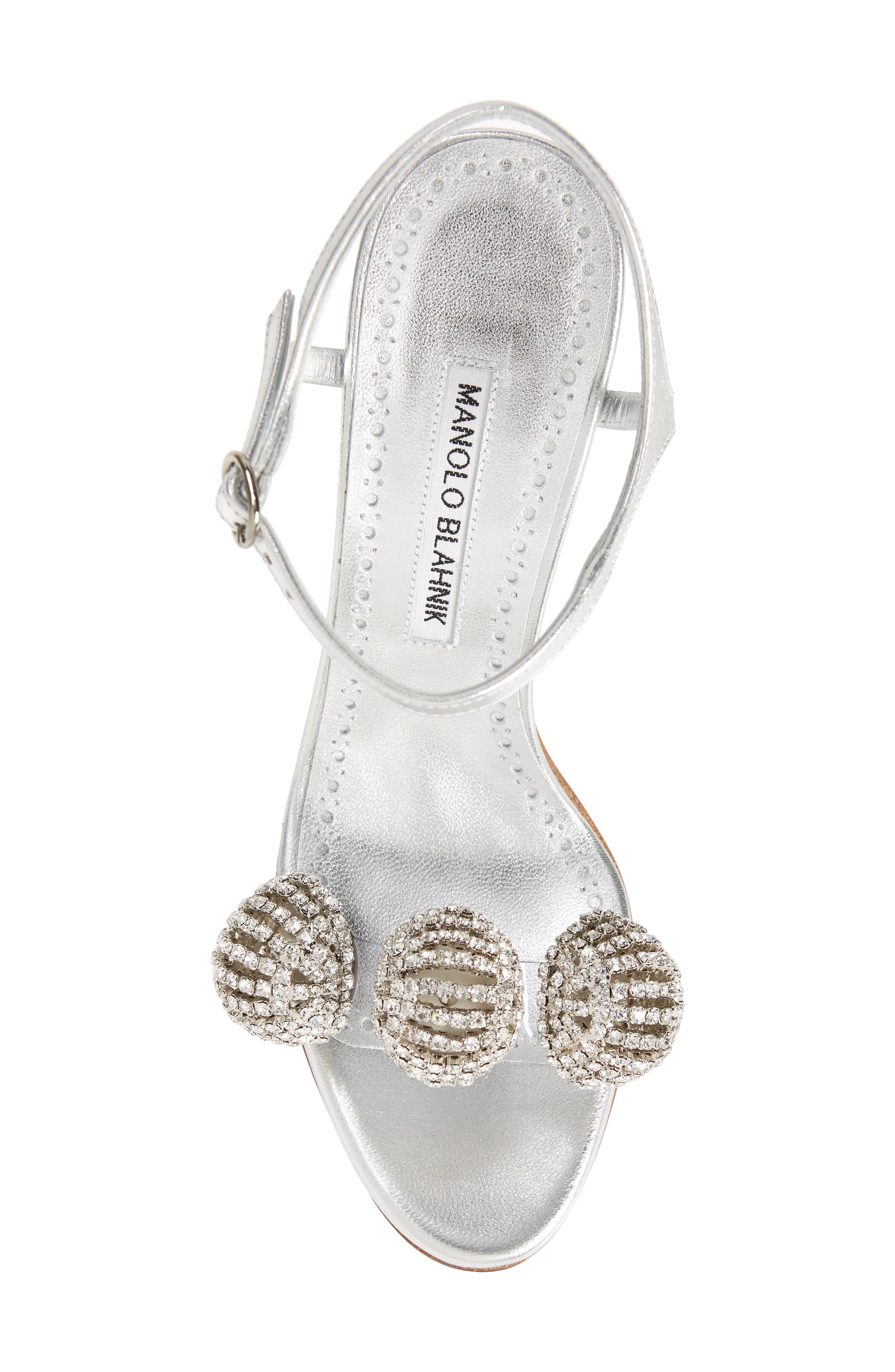 Manolo Blahnik Elhob Metallic Sandal, Alternate, color, 