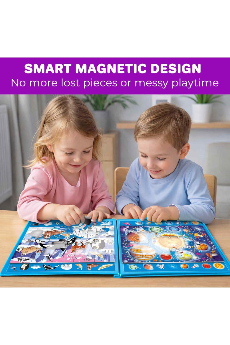 60 Pieces Magnetic Jigsaw Puzzles for Toddlers, Alternate, color, Space
