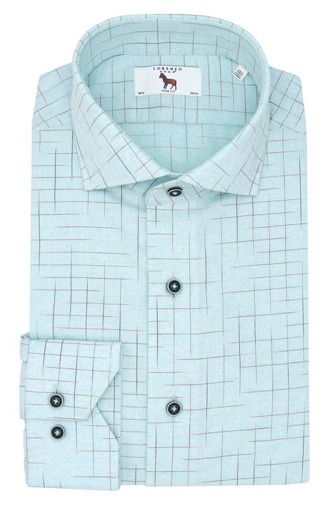 Trim Fit Windowpane Check Dress Shirt