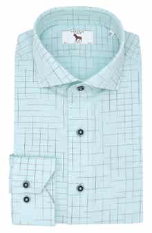 Lorenzo Uomo Trim Fit Windowpane Check Dress Shirt