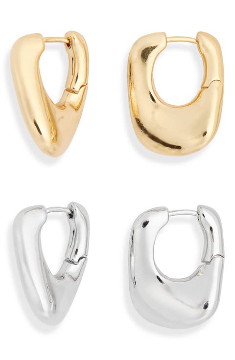 Set of 2 Molten Hoop Earrings
