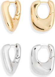 Tasha Set of 2 Molten Hoop Earrings