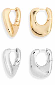 Set of 2 Molten Hoop Earrings