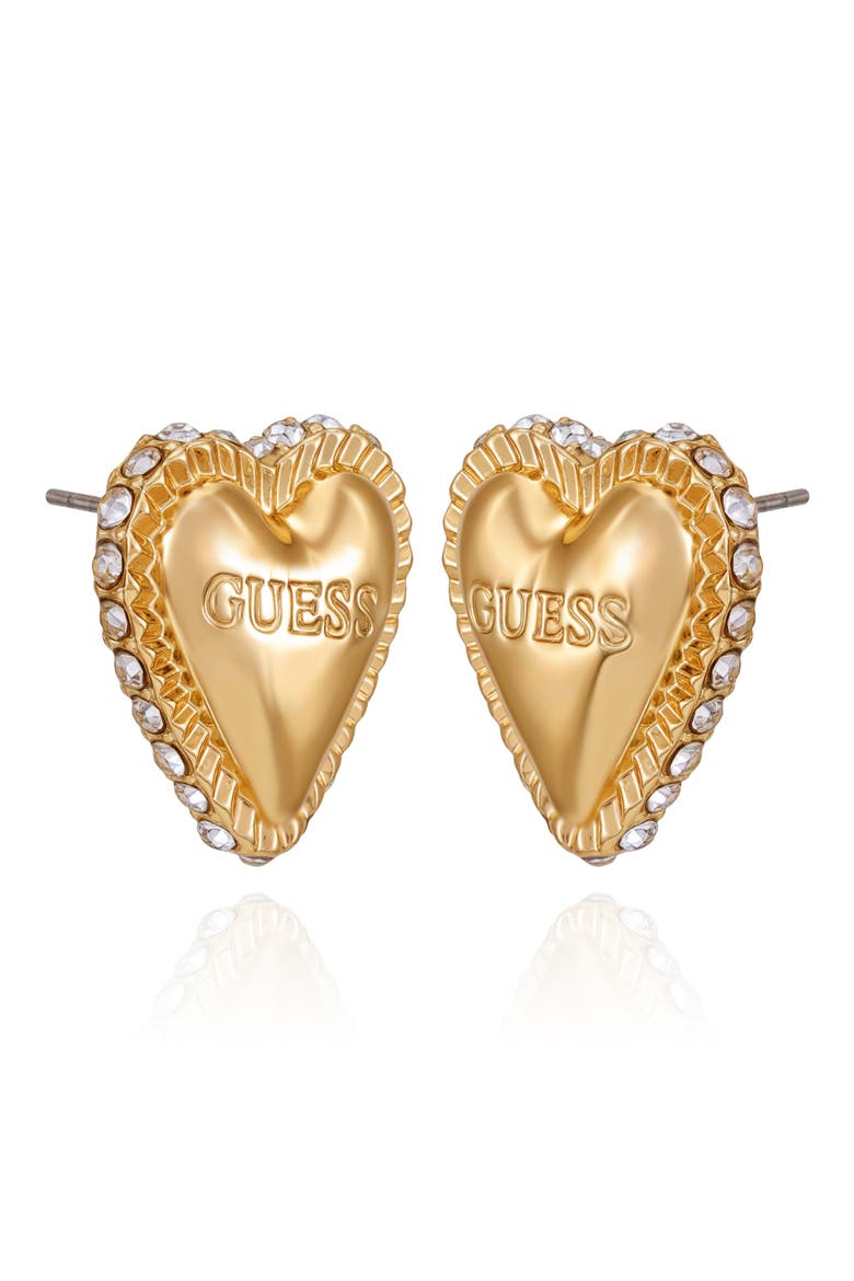 Heart Pavé Stud Earrings, Alternate, color, GOLD TONE
