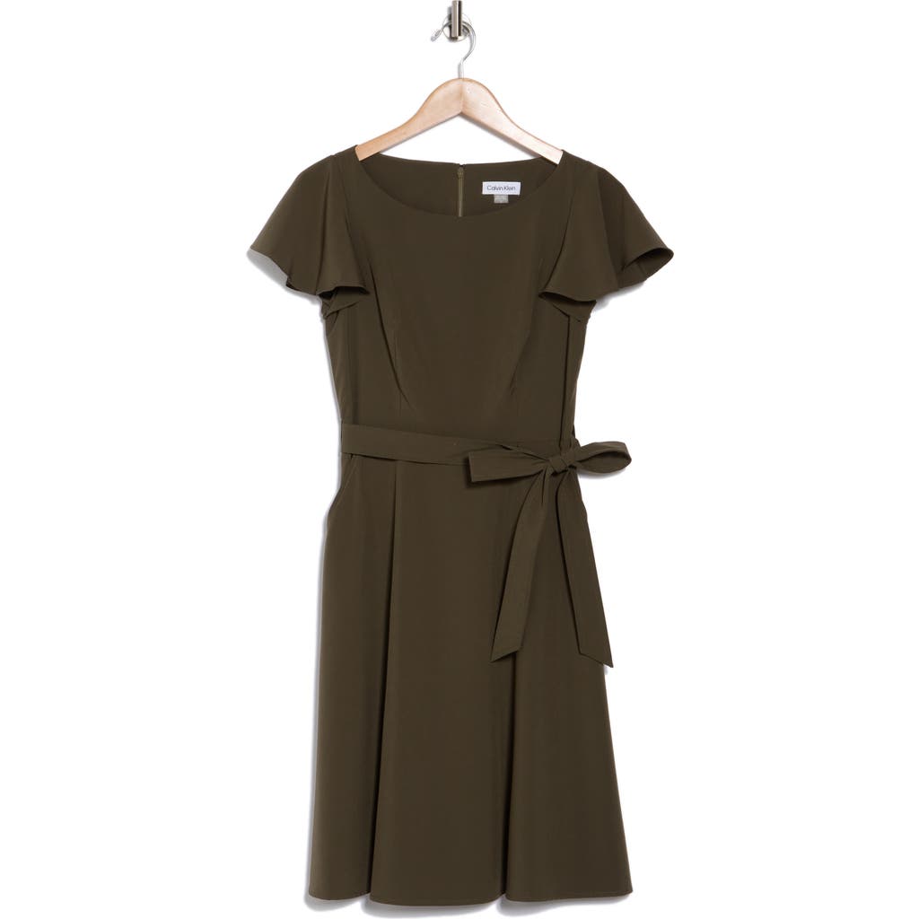 Calvin Klein Petal Cap Sleeve A-line Dress