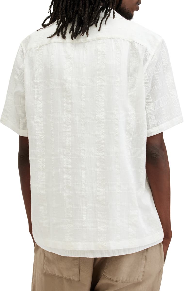 AllSaints Tonal Plaid Short Sleeve Cotton Camp Shirt, Alternate, color, 