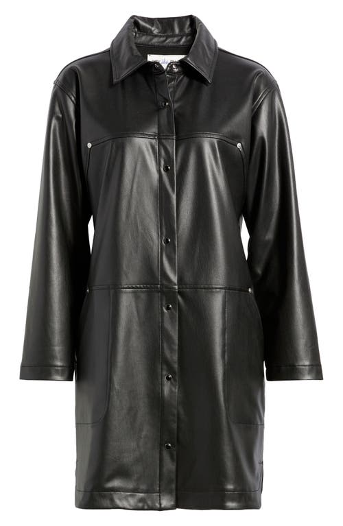 City Blues Long Sleeve Faux Leather Shirtdress In Black
