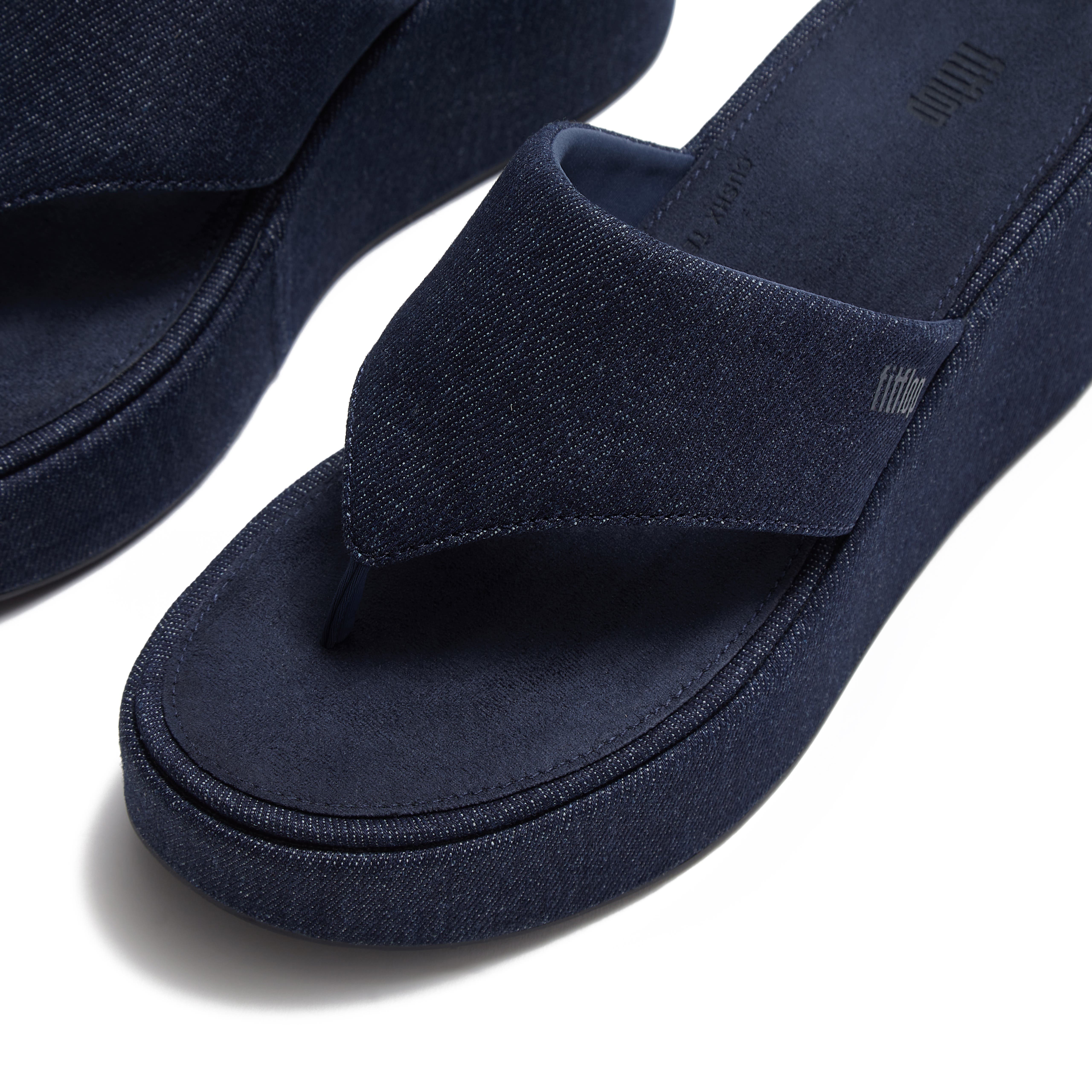 FitFlop Platfforms Den Wedge Toe-Post, Alternate, color, Dark Denim