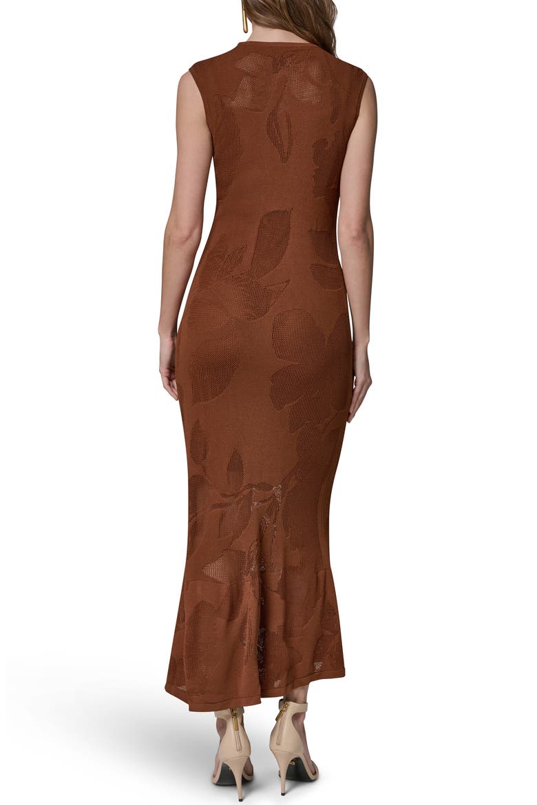 Floral Jacquared Sleeveless Dress, Alternate, color, COGNAC