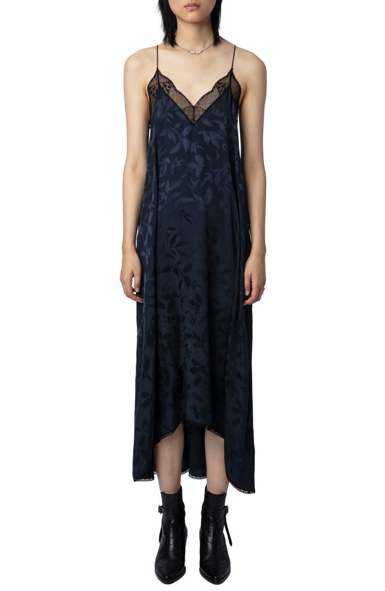 Zadig & Voltaire Risty Ikat Jacquard Silk Slipdress, Main, color, 