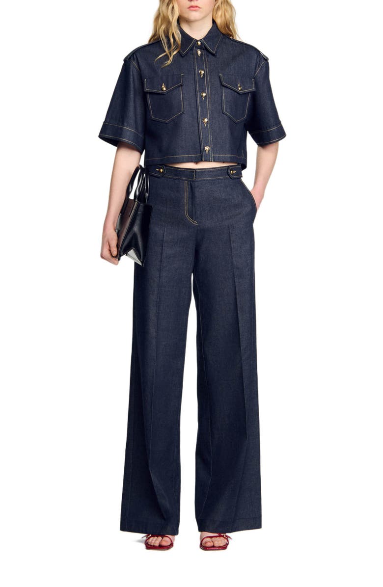 SANDRO Denim shirt, Alternate, color, 