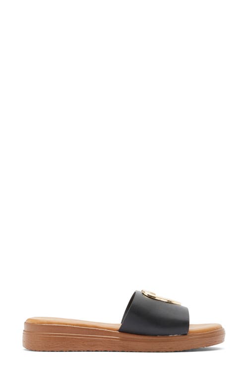 Top Guy Shoes Genova Platform Slide Sandal In Black Pu