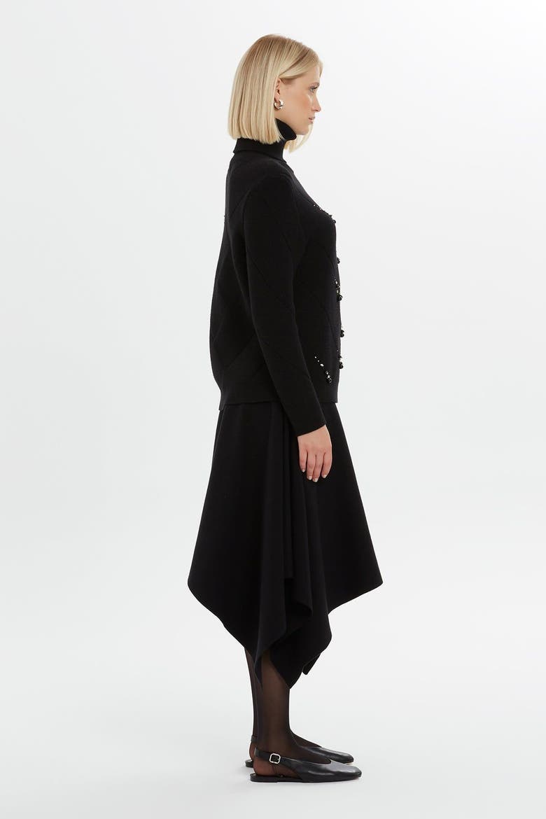 Beaded Embellished Turtleneck Knit Jumper, Alternate, color, Black
