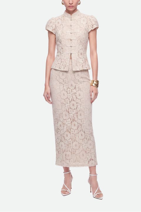Lace Detail Midi Skirt