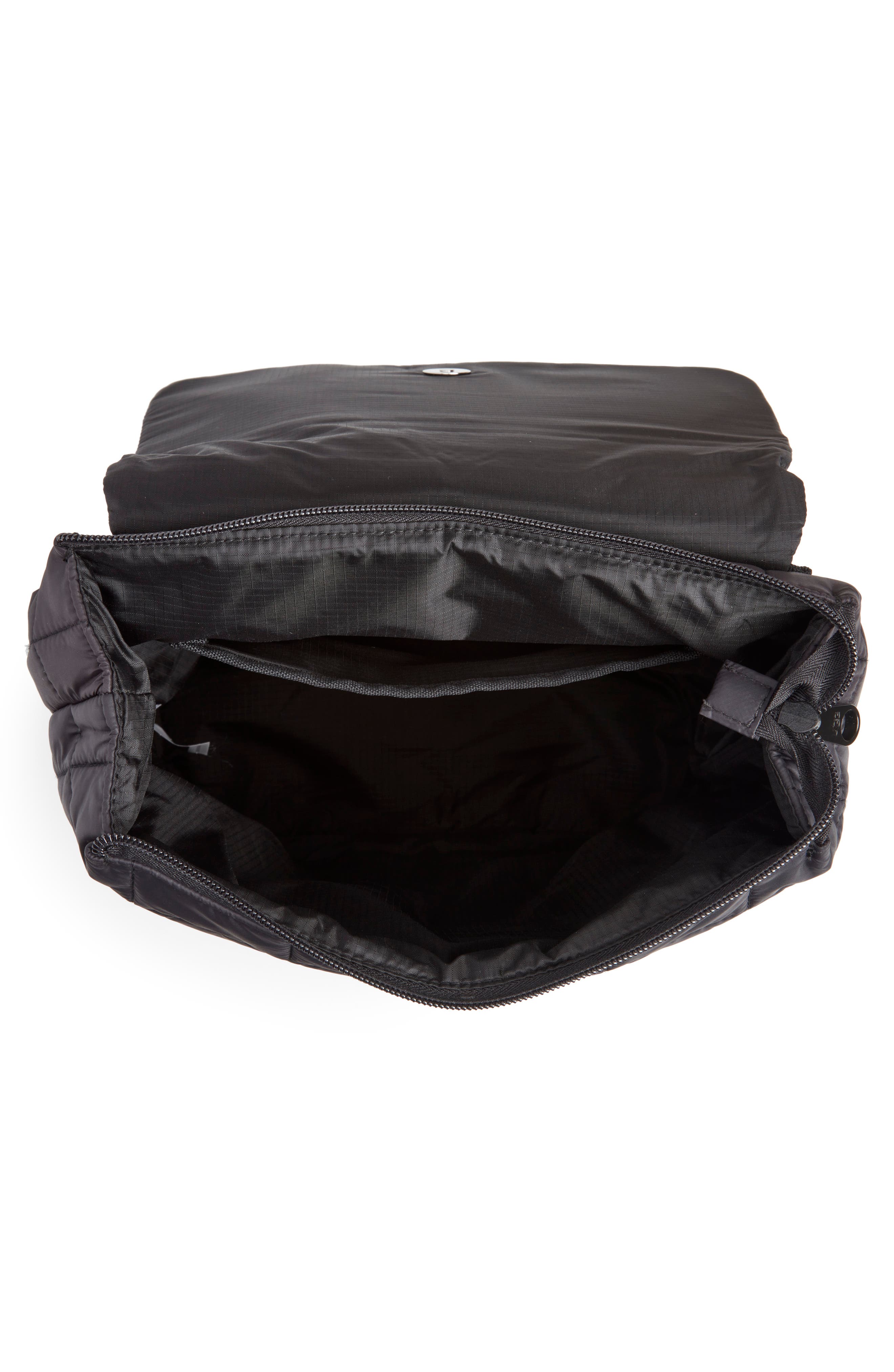 Adaya Puffy Quilted Backpack, Alternate, color, BLACK