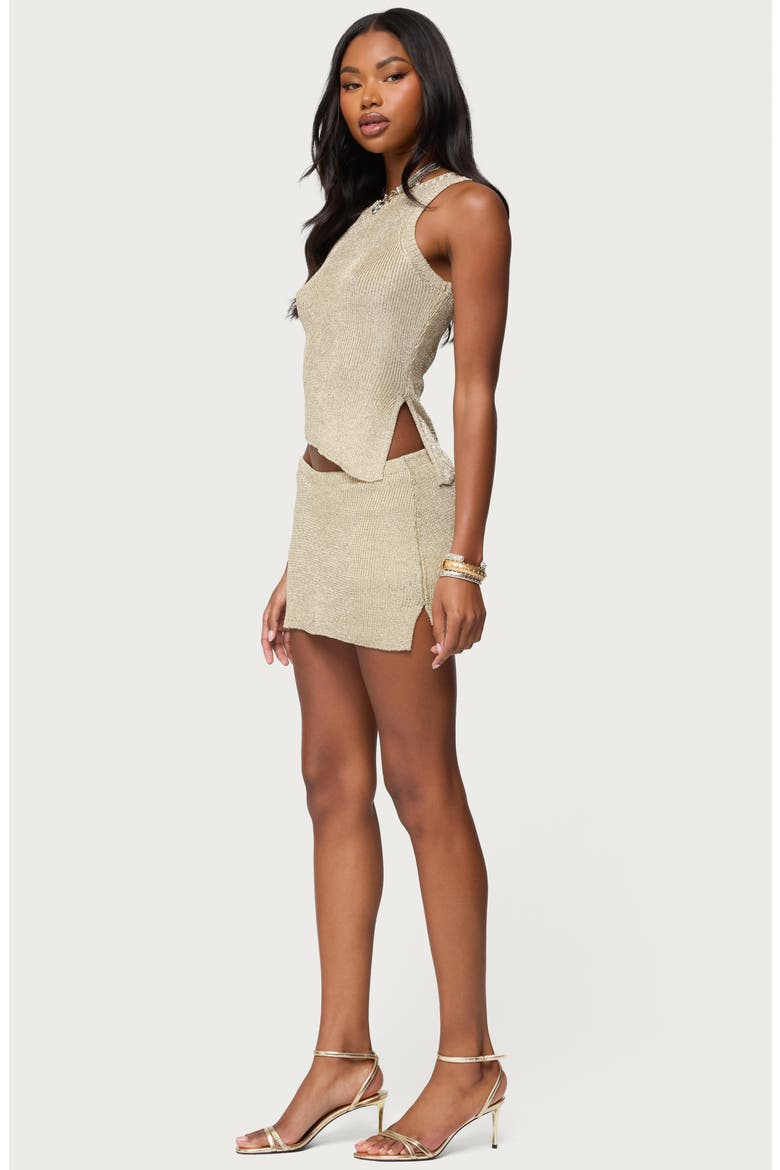 Goldy Asymmetric Hem Metallic Knit Tank Top, Alternate, color, GOLD